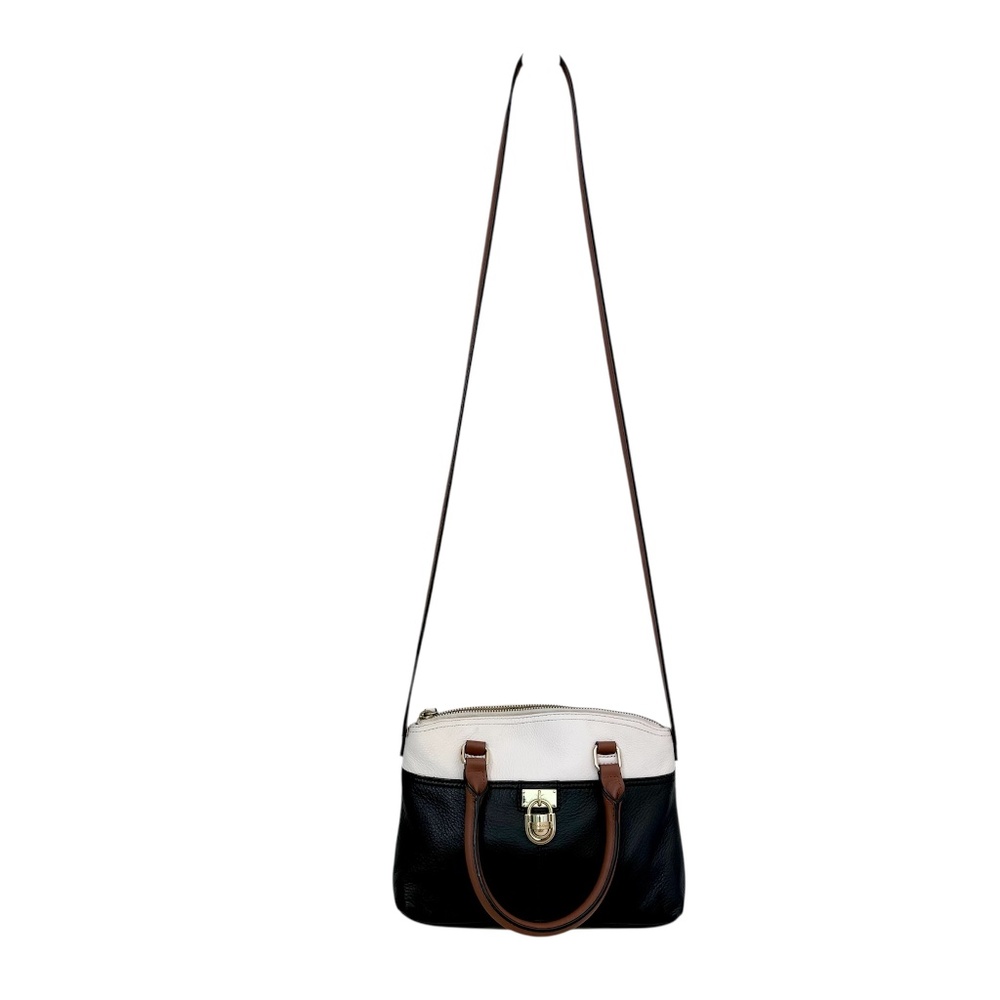 CALVIN KLEIN | Black Ivory & Brown Small Leather Crossbody Bag - Picture 1 of 7